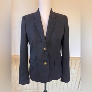 J. Crew Black Schoolboy Blazer Gold Buttons Lined Solid Black Women’s Size 4
